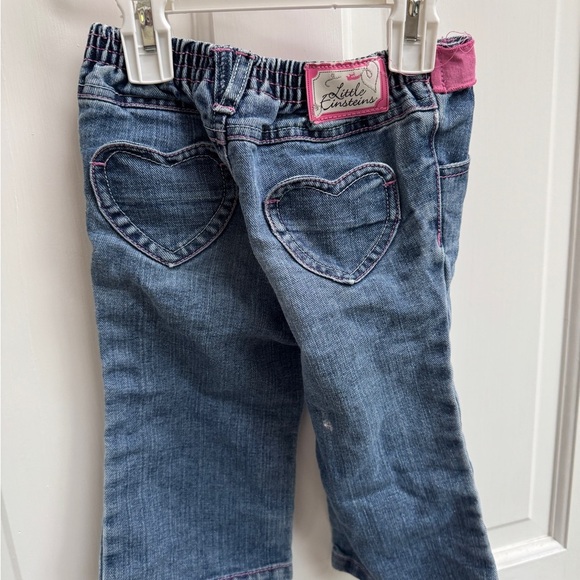 Disney Little Einstein 4T Girls Blue Denim Jeans Capris with Floral Embroidery - Picture 9 of 12